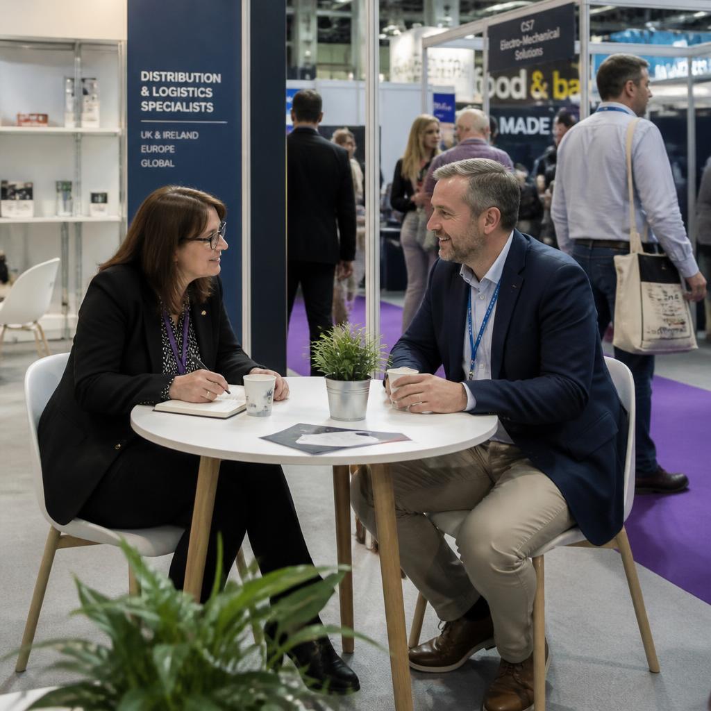 Gespräch zwischen Ausstellern und Besuchern am Messestand